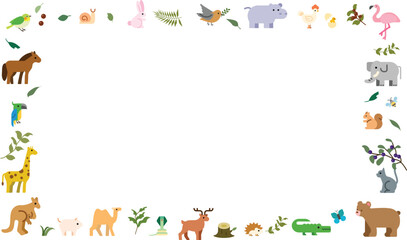 Animal Border Frame with Cute Wildlife Illustration for Decorations