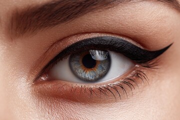 Obraz premium Stunning close up of a woman s eye featuring elegant eyeliner makeup