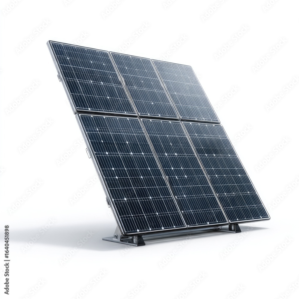 Wall mural tilted solar panel array on a stand