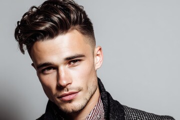 Obraz premium Stylish man in trendy haircut
