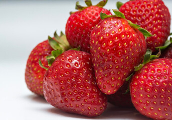 strawberries on white