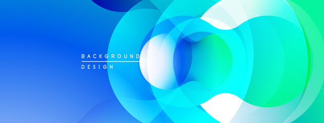 Abstract blue green gradient circles overlap. Modern design element for backgrounds, presentations, digital art. Smooth transitions create visual depth.