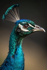 portrait of a peacock , Portrait of a Majestic Blue Peacock