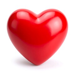 A glossy, red heart shape against a white background