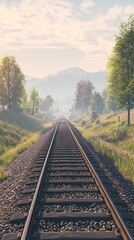 Fototapeta premium Railroad tracks through scenic landscape