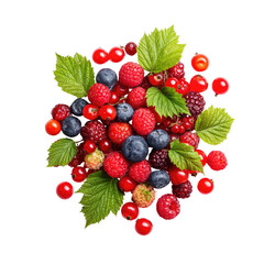 Obraz premium Vibrant cluster of assorted berries and leaves