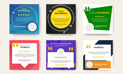 Fototapeta premium Set of Creative concept client review social media post templates. vector 