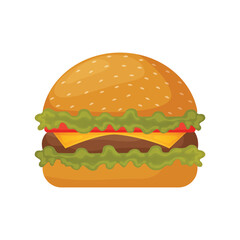 Cheeseburger isolated on white background fast food vector illustration.