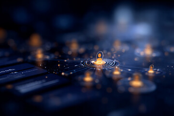 Digital network with user data integration and location markers, showcasing connectivity