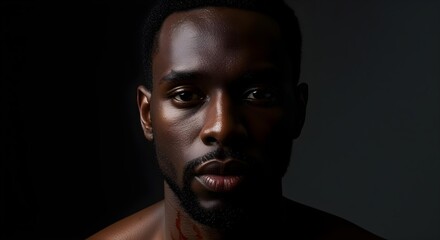 Obraz premium Portrait of a determined african american man with a dark aesthetic embodying strength and