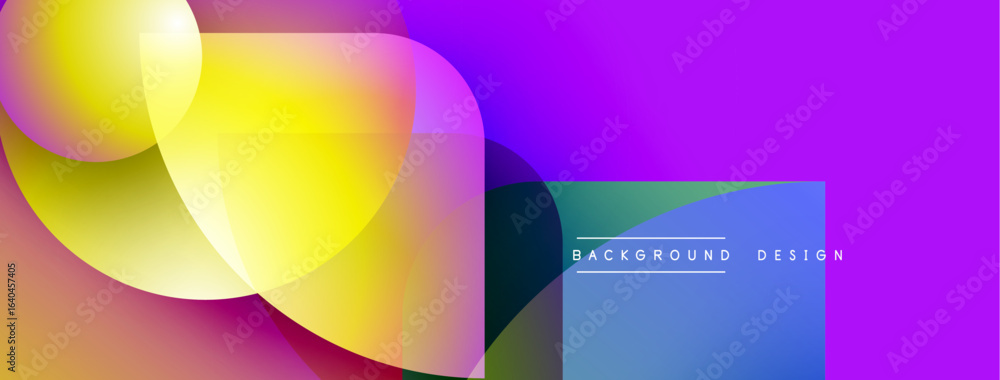 Poster abstract vibrant shapes overlap. gradient colors blend, creating dynamic visual effect. modern desig