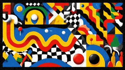 Vibrant abstract design with bold shapes and colors