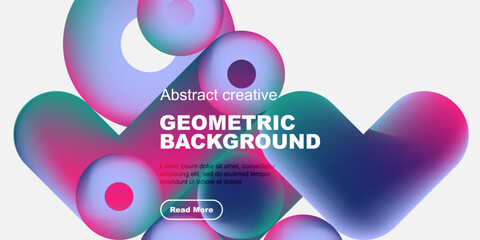 Vibrant abstract shapes overlap, creating dynamic composition. Colors blend, forming gradients. Text promotes creative background design.