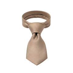 Elegant champagne silk tie expertly knotted, exuding sophistication and modern business style for polished professional attire.