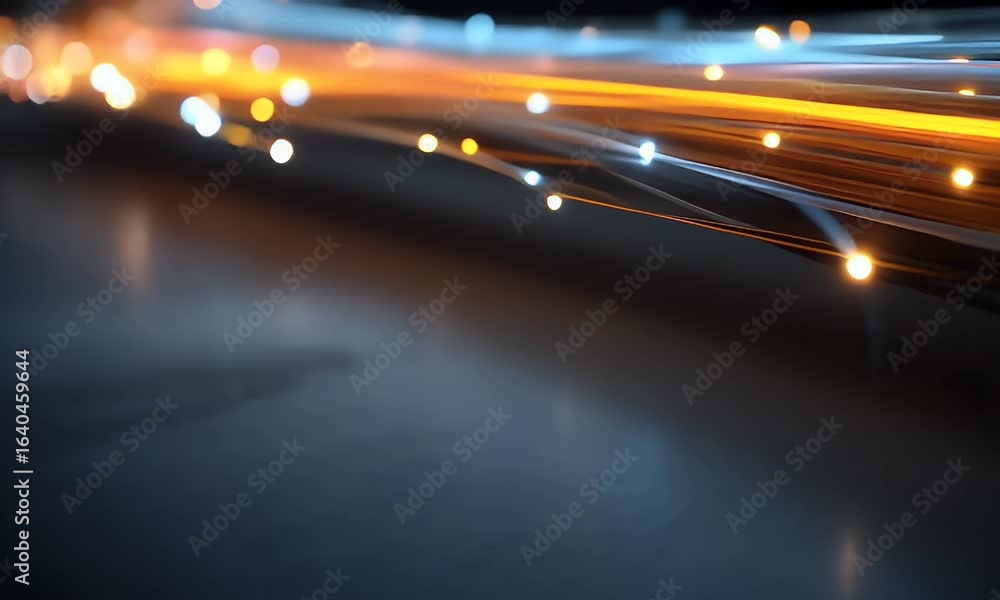 Poster abstract digital background with colorful light streaks and fiber optic cables, representing fast da