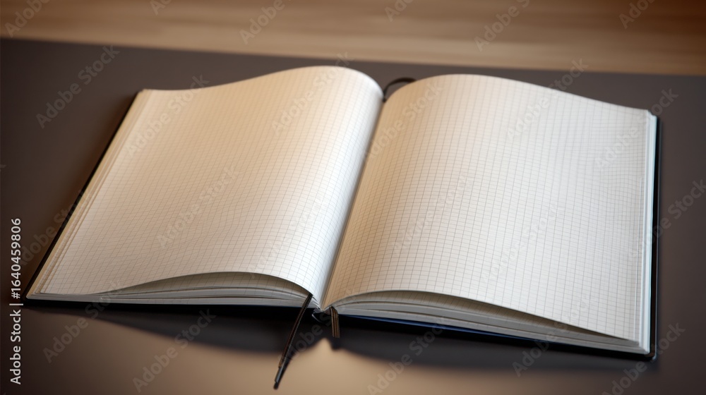 Aufkleber simple open notebook with grid pattern on clean background