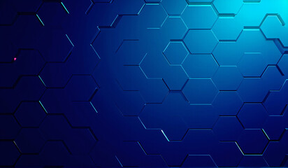 A blue background with a pattern of hexagons.
