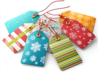 Obraz premium Colorful Gift Tags and Labels for Holiday Collection Display