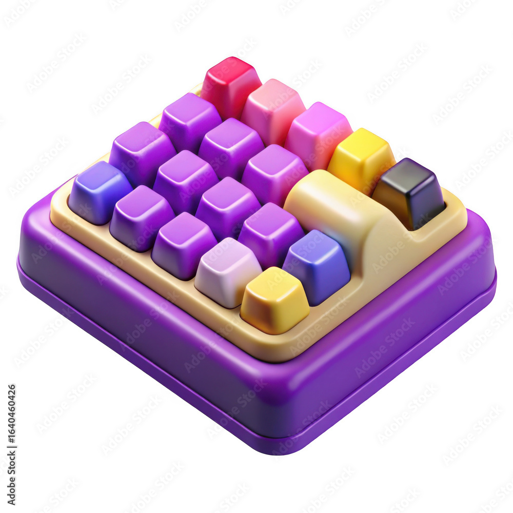 Poster 3d colorful puzzle toy with cubes isolated on transparent background