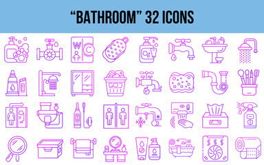 Fototapeta premium Bathroom icons set featuring various hygiene and cleaning items 