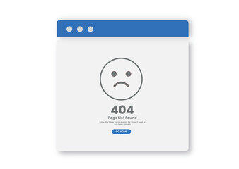 Sad Face Browser Window 404 Error Illustration – Website Not Found Graphic.