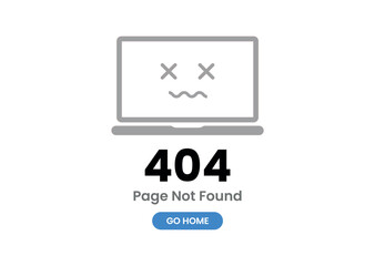 Laptop Screen 404 Error Illustration – Computer Not Found Page Design