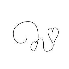 abstract continuous line heart doodle