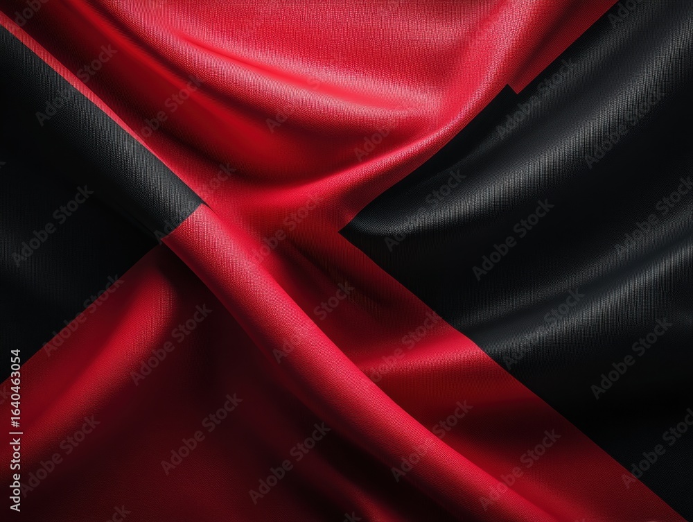 Poster geometric pattern flag mockup with bold red and black design