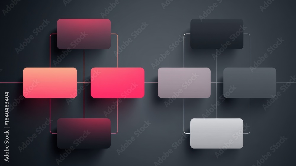 Aufkleber flowchart design with subtle gradient effect on connections