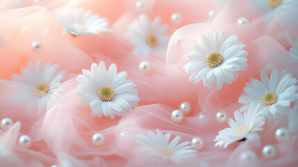 繊細なチュールとパールの背景