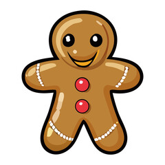 Obraz premium Christmas gingerbread man character. Isolated vector gingerman holiday pastry personage. Freshly baked, cheerful, delightful, traditional homemade Xmas confection for festive greetings