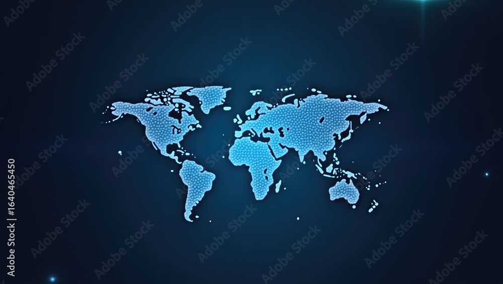 Poster global map rendered as interconnected points.