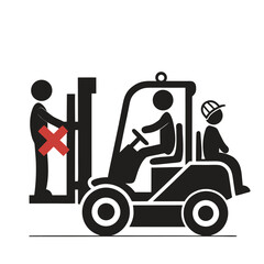 Isolated pictogram sign of safety industrial sign of do not ride on back and front of a forklift, injury risk
