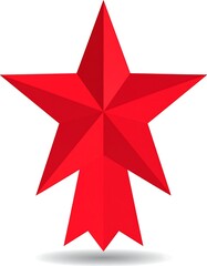 A stylized, five-pointed red star with a pointed tail