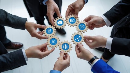 Teamwork drives digital connection, collaboration, and communication success in business.