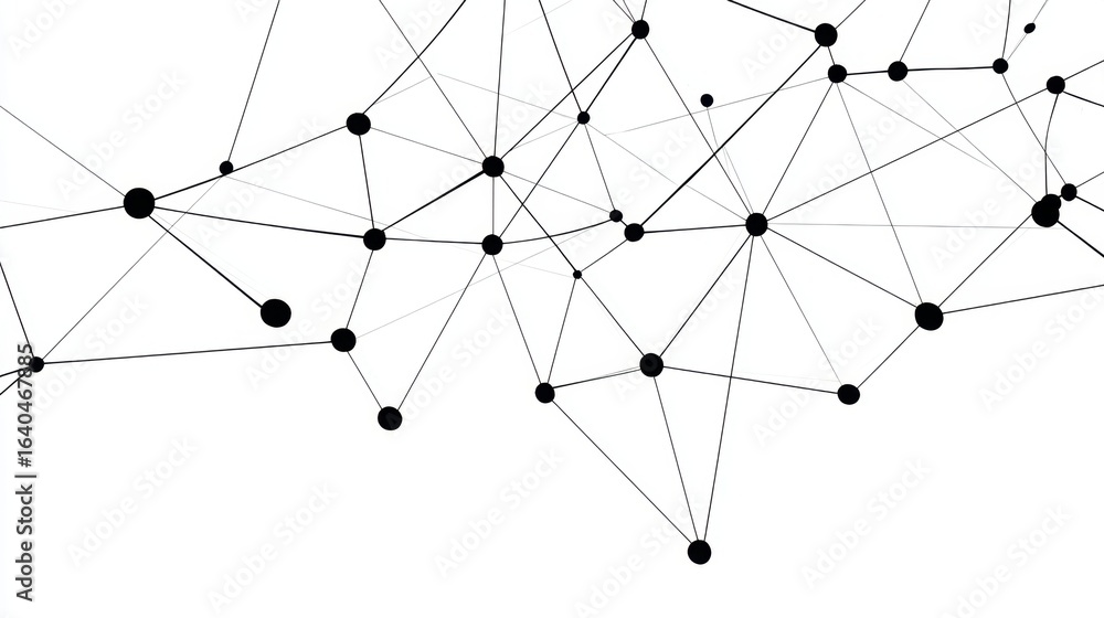 Poster minimalist diagram of a simple network with nodes and connections