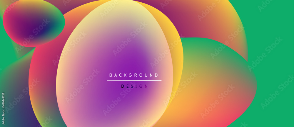 Poster abstract colorful gradients blend, creating dynamic visual texture. overlapping shapes suggest depth
