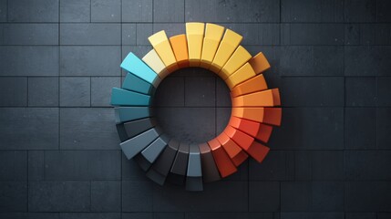 Fototapeta premium Colorful Circular Chart Design on Dark Plaster Wall Background