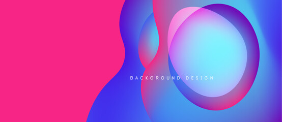 Abstract fluid shapes, vibrant colors blend. Pink, blue hues create modern background design. Smooth gradients, dynamic composition.
