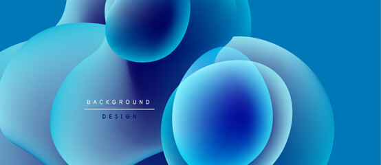 Abstract blue shapes overlap, creating fluid design. Gradient colors suggest depth, modern aesthetic. Text reads background design.