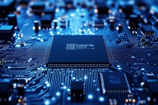 Close-up of a central processing unit (CPU) on a circuit board