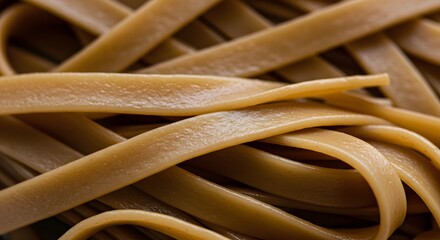 Macro Shot of Uncooked Flat Pasta Noodles