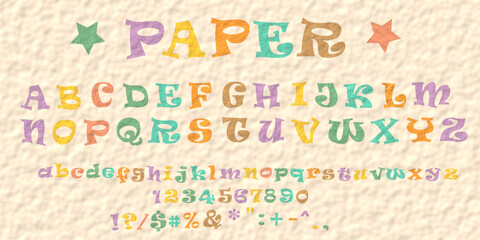 Paper alphabet in cute style. Suitable for digital journaling.