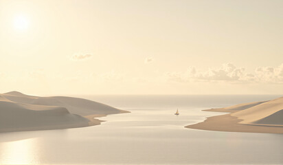 A sailboat in the middle of a large body of water.