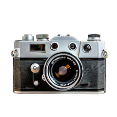 Vintage silver camera with lens