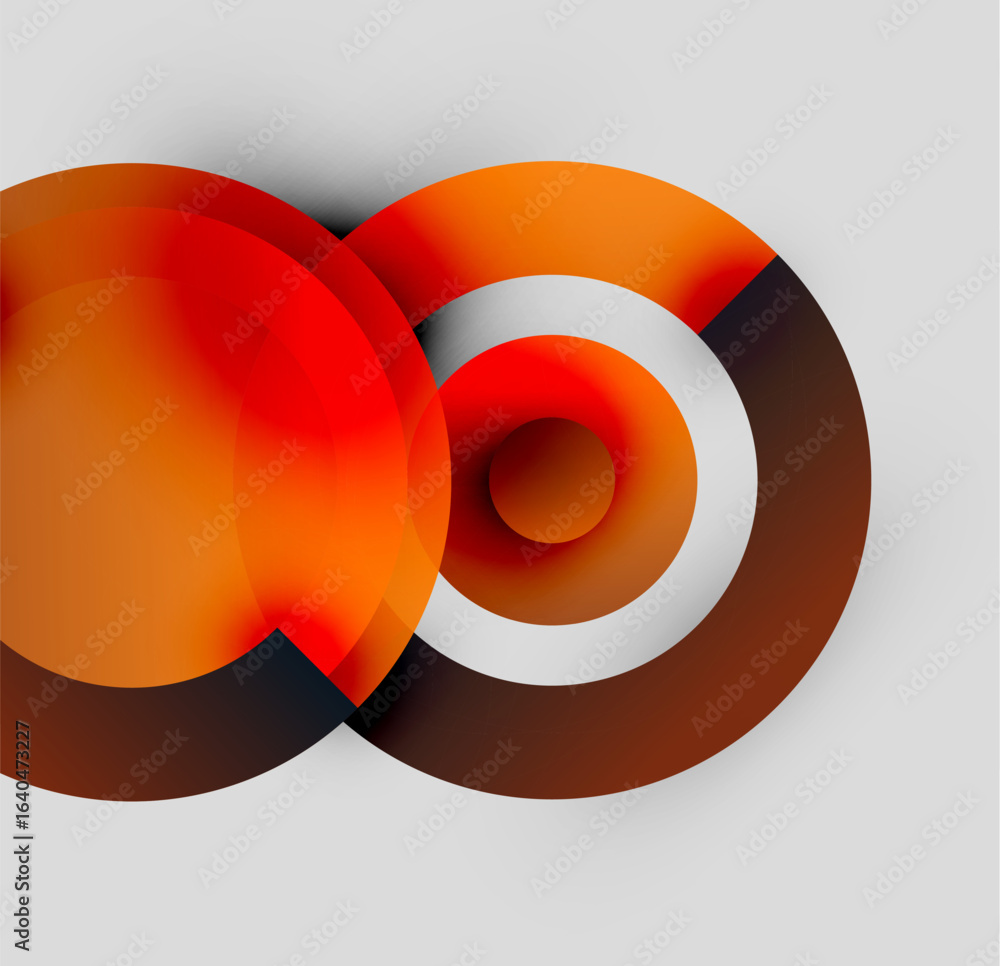 Poster abstract design features overlapping orange circles. gradient shades create depth, contrast against 