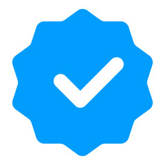 Blue verification badge icon for Facebook and Meta, symbolizing verified accounts, authenticity, and trust in social media platforms.