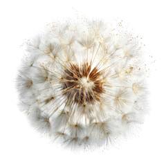 Dandelion seed head close-up, studio shot, white background, nature detail, botanical illustration (1)