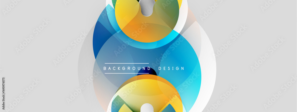 Poster abstract circles overlap, creating vibrant color gradients. modern design elements suggest technolog