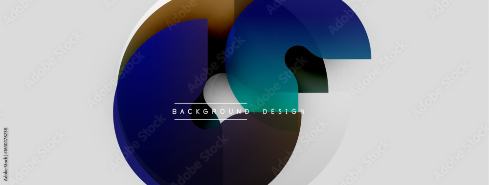 Aufkleber abstract circular design. overlapping shapes create dynamic visual effect. blue, green, gray tones d